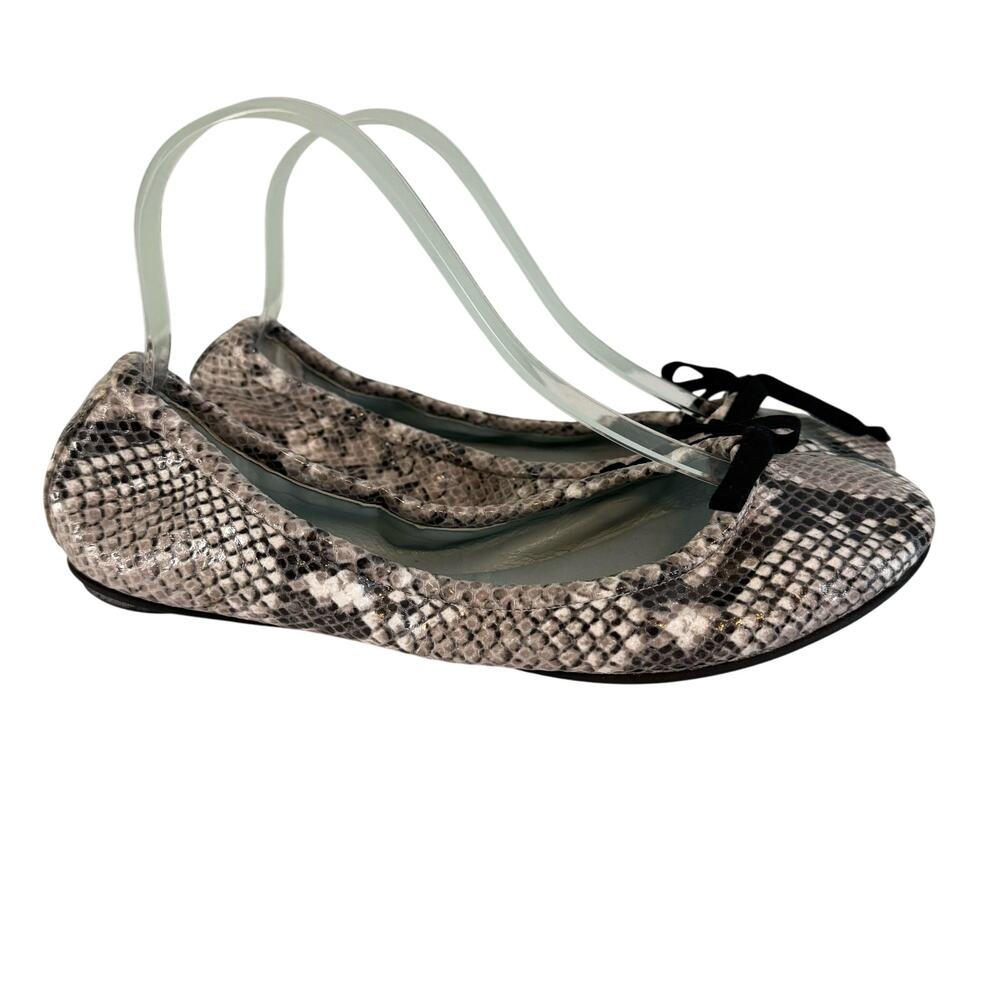 Aera Ballet Shoes Womens 39.5 US 9.5 Black Gray Animal Print Flats Italy NWOT